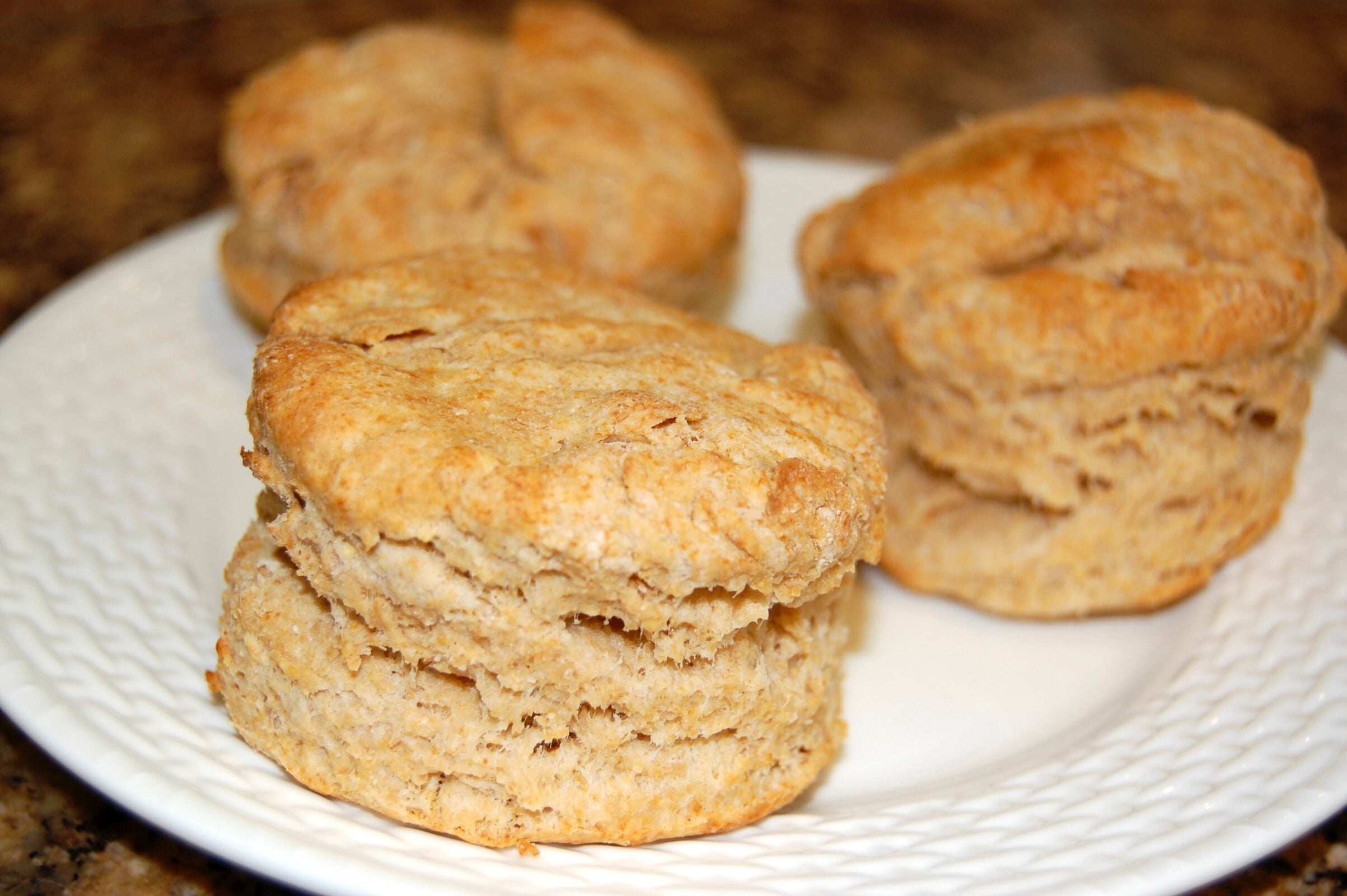 homemade whole wheat biscuits on a plate