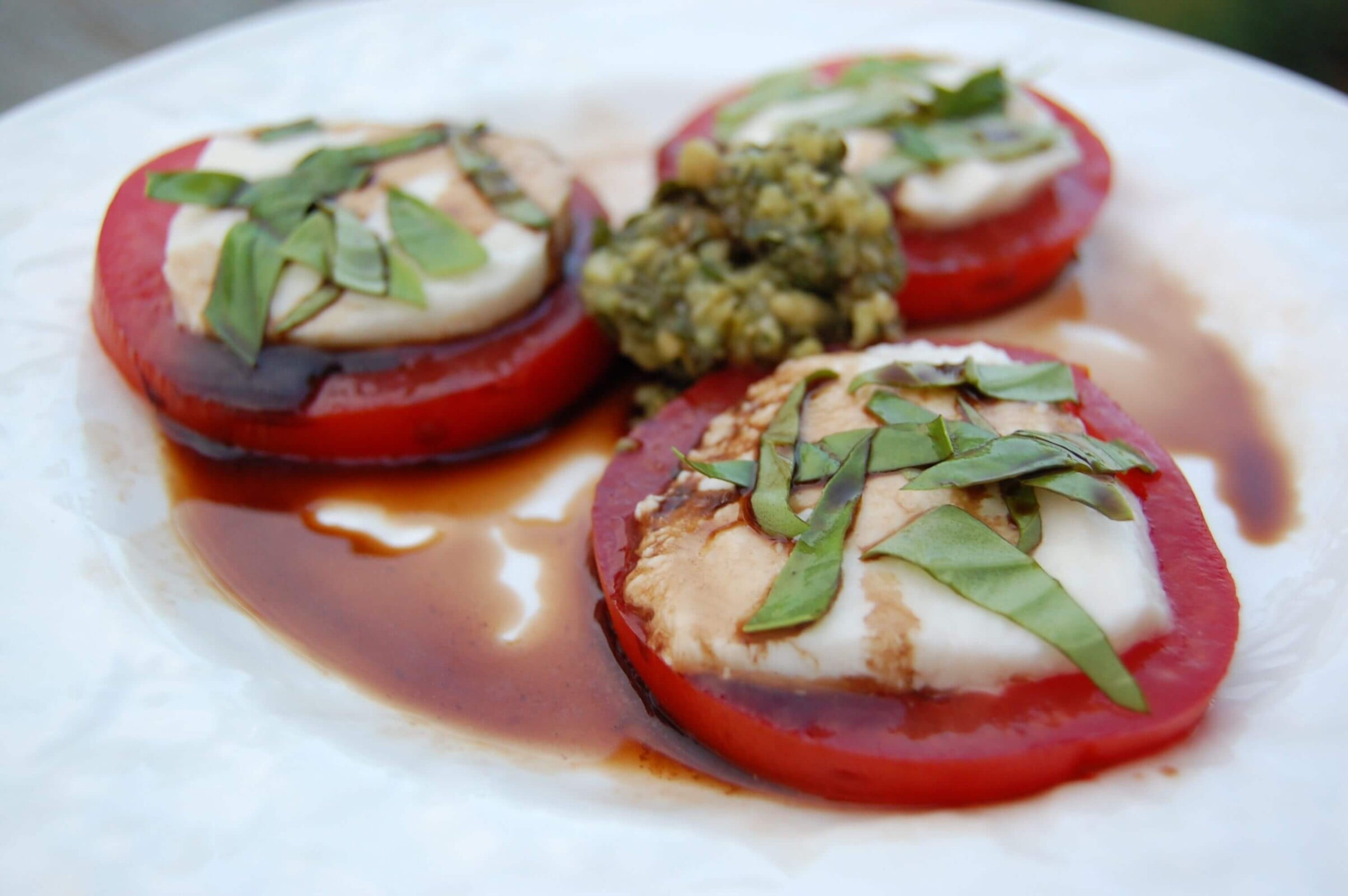 Fresh Caprese Salad with homemade pesto on top